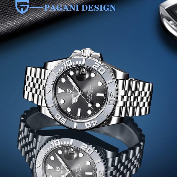 

wristwatches 40mm automatic mechanical watches men's brand pagani design luxury sapphire glass wristwatch waterproof sports watch, Slivery;brown