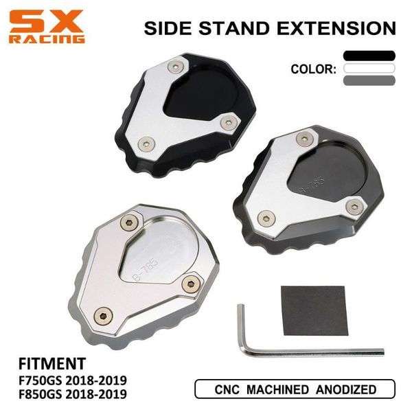 

pedals motorcycle cnc kickstand foot side stand extension pad support for f750gs f850gs 2021 f750 f850 gs accessories