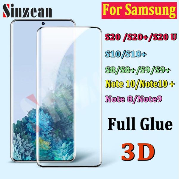 

100pcs for s20 ultra/s10 plus/s8/s9 plus/note 8/note 9/note 10 3d curved full glue tempered glass screen protector cell phone protec protect