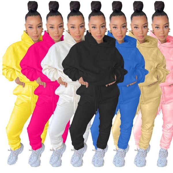 

spring autum women tracksuits two piece clothing sets solid colour long sleeve hoodie sweatshirt+pants casual hooded sport suit female costu, Gray