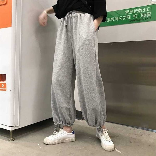 

houzhou gray sweatpants for women joggers autumn fashion harem pants for women korean style oversized trousers women 211112, Black;white