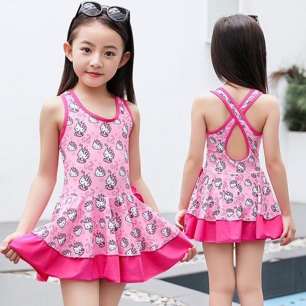 

children' swimsuit girl' one piece princess skirt swimsuit, Red;black