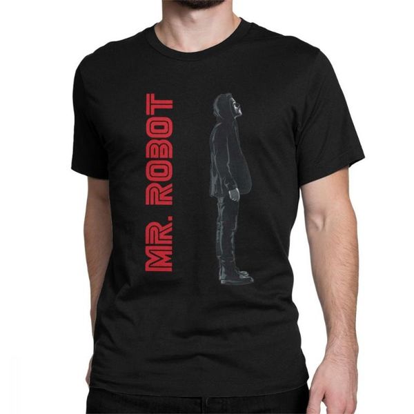 

men's t-shirts men t-shirt mr. robot cotton short sleeve shirt fsociety hack corp mask malek linux programmer round goal 6xl red, White;black