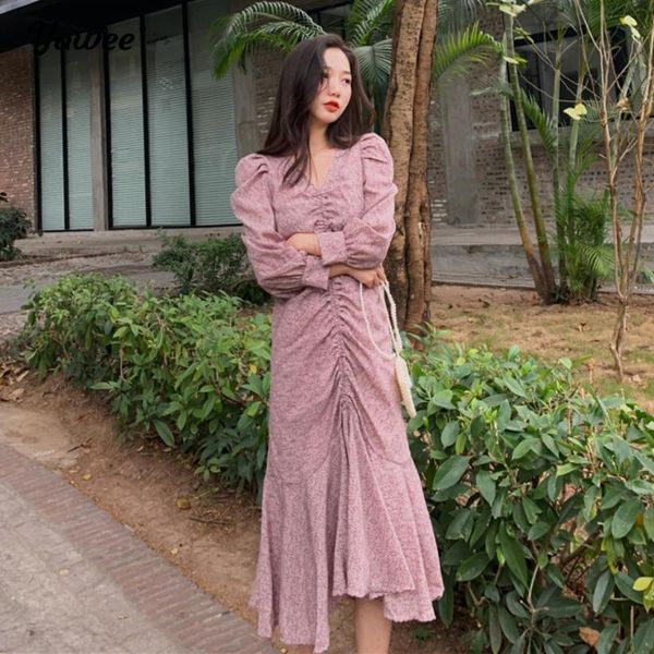 

casual dresses deep v neck print ruffles buttons butterfly sleeves elegant calf pleated vestido 2021 summer style dress women fashion, Black;gray