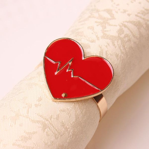 

12pcs/metal red love napkin ring valentine's day deskdecoration used for wedding banquet rings