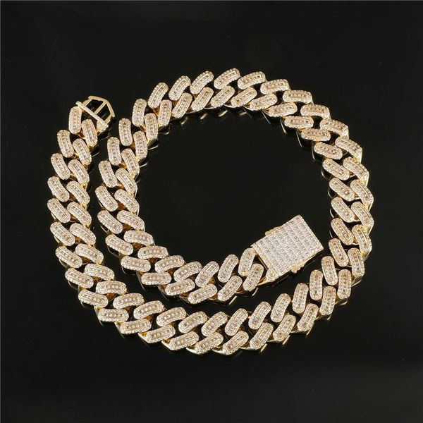 

Chains DRIP Hip Hop 18 MM Iced Out Cubic Zirconia Heavy Baguette Cuban Chain Necklaces Trendy Men White Gold Plated Jewelry, Silver