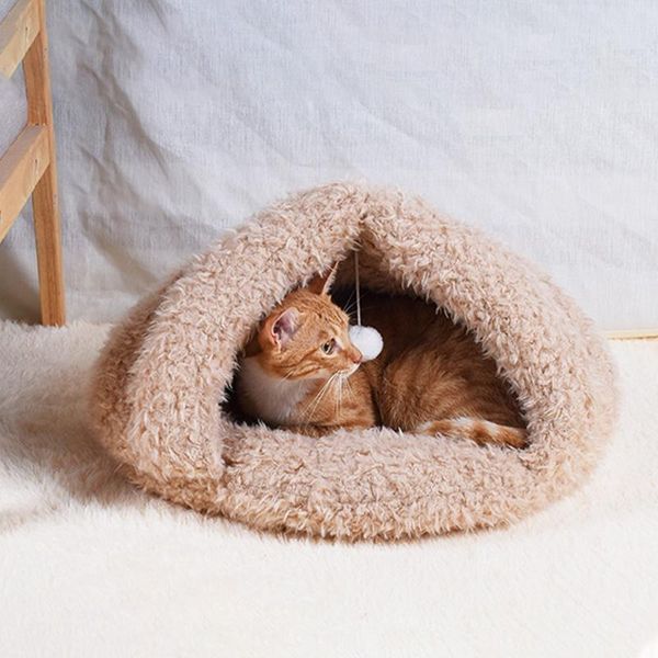 

cat beds & furniture winter warm slippers shape nest soft cozy puppy kennel kitten cave pet bed indoor cushion house small pets sleeping sof