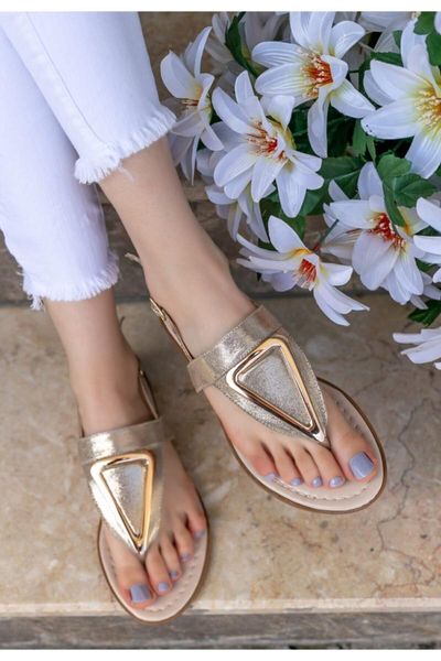 

-samy gold skin thong sandals, Black