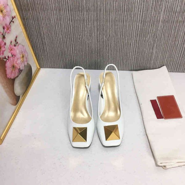 

sandals metal studded square toe block heel sandals decoration women, Black