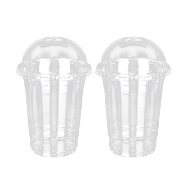 

disposable cups & straws 50pcs transparent plastic cup juice cold drinks takeaway packaging (with dome lid)