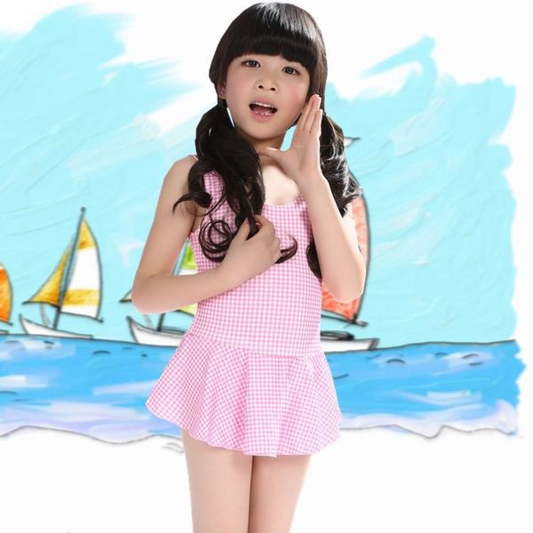 

creative korean children's one-piece swimsuit triangle 2-10 years old girls', Blue