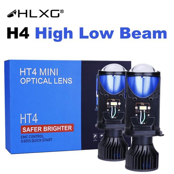 

car headlights 2021 brand h4 led mini optical projector lens 6000k 12v automobles high low beam auto lights lhd hlxg 2pc