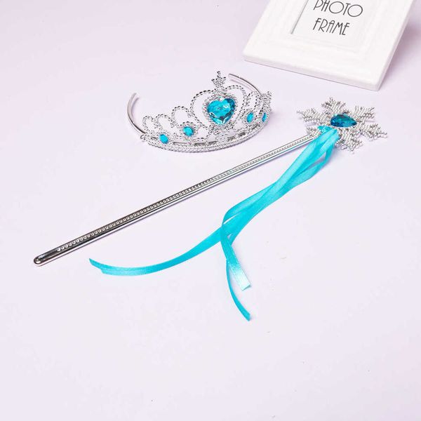 

2021 fashion baby jewelry ice and snow set princess jewelry peach heart with diamond crown magic wand, Red;brown