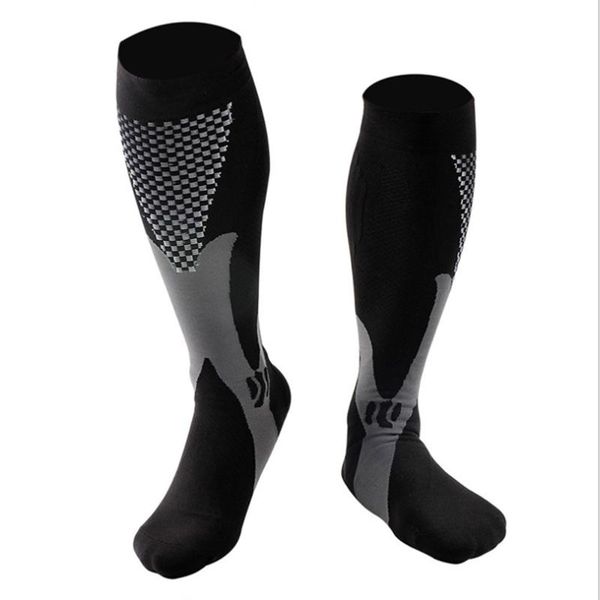 

men's socks compression for men women graduated athletic fit running flight travel stamina high stockings 1 pair, Black
