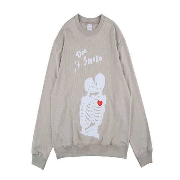 

men's casual hip hop sweatshirt smokeless letter fun skull kiss printed hoodie harajuku miracle sweater, Black