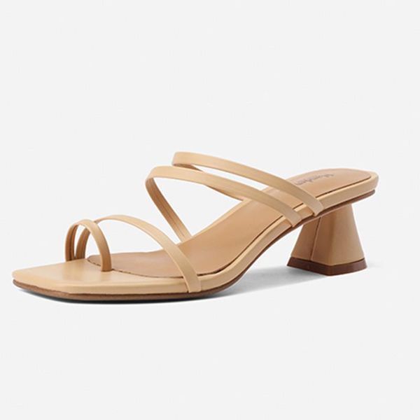 

women summer sandals for walking home concise flip-flops med heels slippers casual house shoes woman, Black