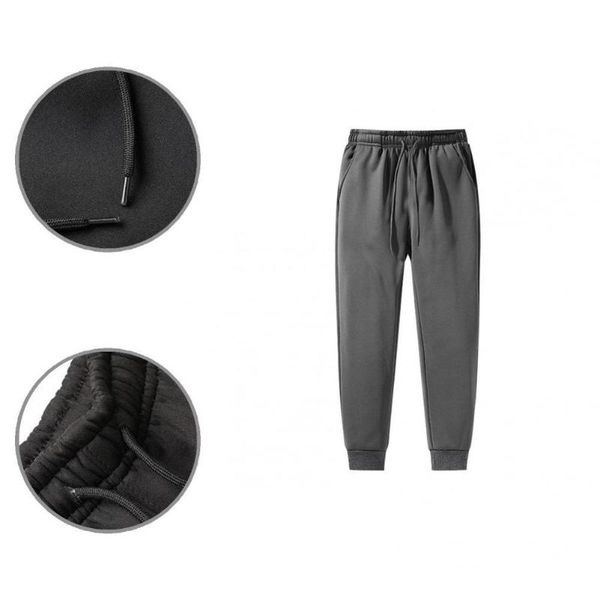 

men's pants men streetwear sweatpants male plush lining casual loose ankle tied, Black