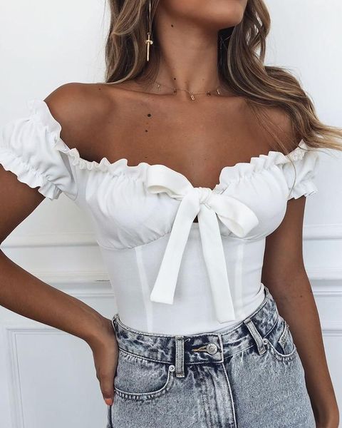 

bow tie front bodysuit women's jumpsuits & rompers, Black;white