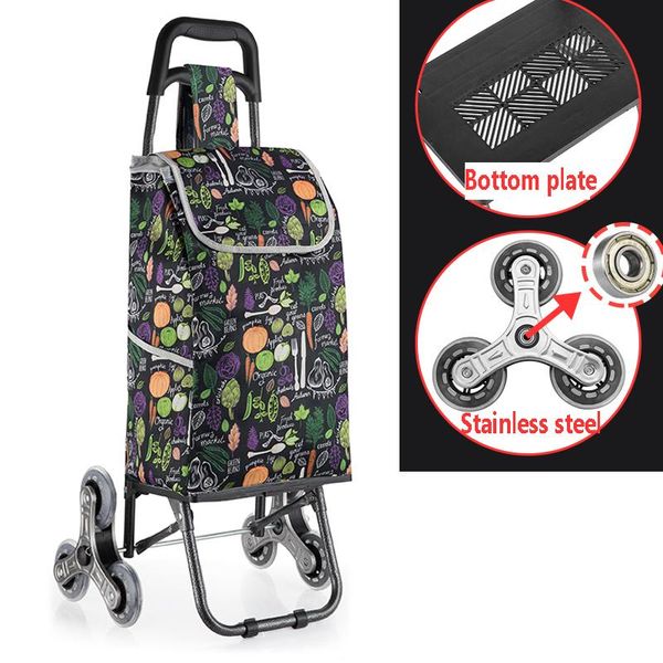 

storage baskets 15%,six wheel folding climbing cart portable shopping quality steel pull rod trolley with double oxford cloth&rubber