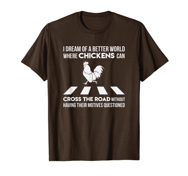 

chickens can cross the road - funny chicken design t-shirt, White;black