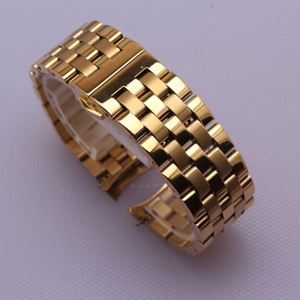 

watch bands curved end watchband with straight replacement fit wristwatches straps bracelets 16mm 18mm 20mm 22mm 24mm gold silver metal, Black;brown