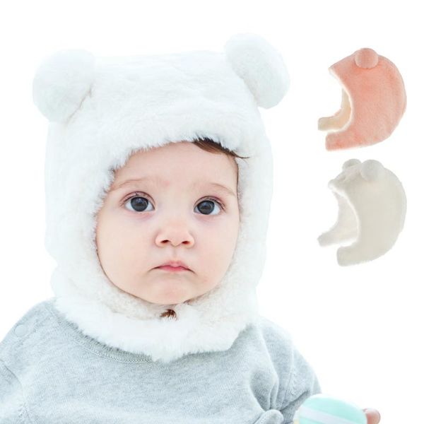 

caps & hats infant earmuffs little bear wrap head hat boys girls pure color plush born baby winter accessories for kids, Yellow
