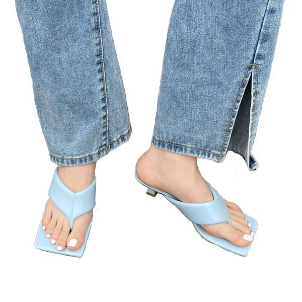 

sandals women slippers blue square toe summer low heeled flip flops ladies beach white shoes tong femme, Black