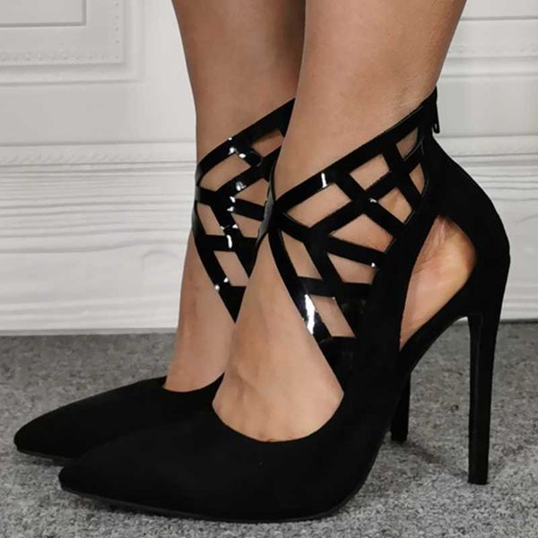 

sandals black high heels women summer shoes zipper decorate pointed toe outdoor