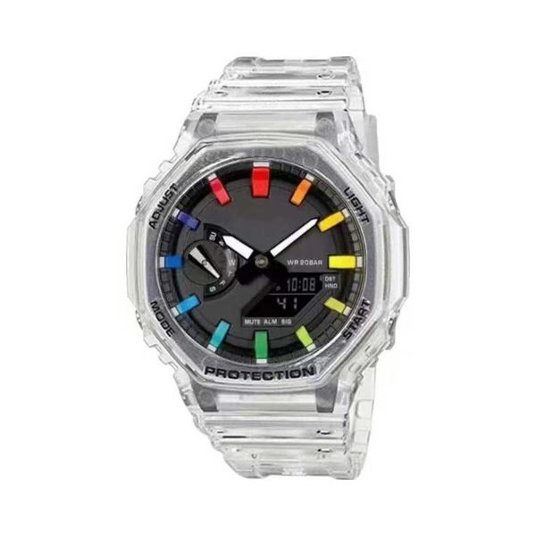 

wristwatches selling brand 2100 led digital multifunction watch causal sport wristwatch dual display silicon strap for women men, Slivery;brown