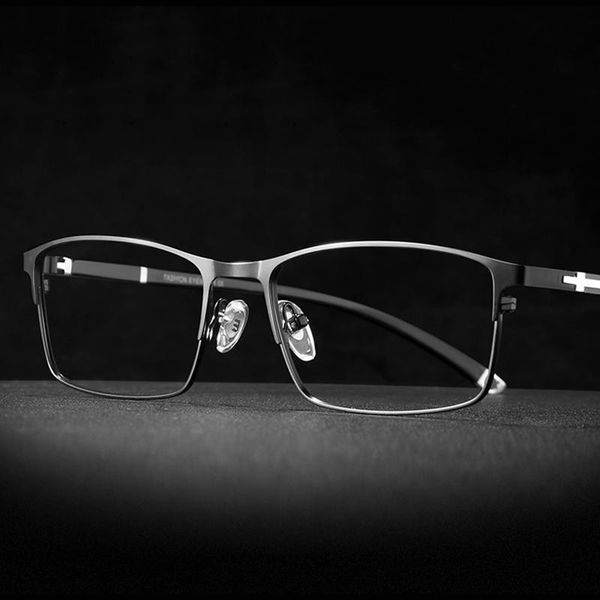 

fashion sunglasses frames alloy optical glasses frame men clear lens full rim eyeglasses myopia prescription square spectacle eyewear male, Black