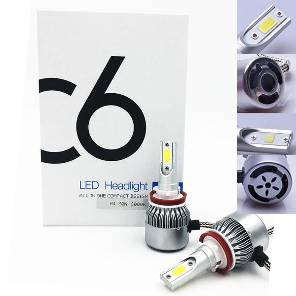 

car headlights 2x , est c6 h11 72w 7600lm auto bulb kit lights led lamp white