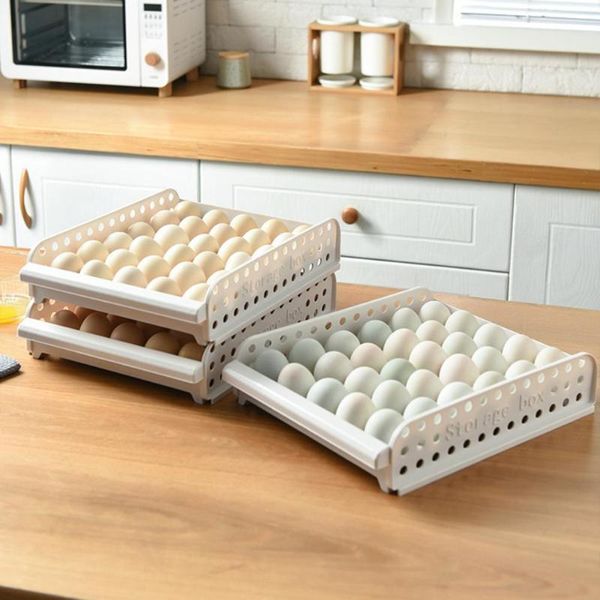 

eggs airtight plastic storage case refrigerator single layer container boxes space saver home organizer gadgets bottles & jars