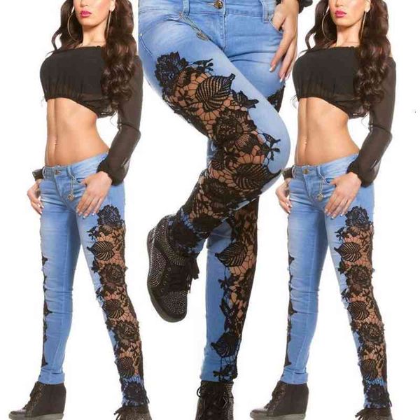 

women's jeans 1 cut out lace for women ib0k, Blue