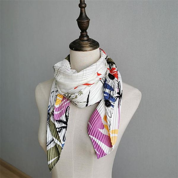 

scarves selling miyake pleated european and american retro fashion scarf diamond hand drawn cute print in stock, Blue;gray