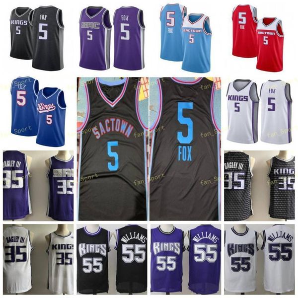 

city earned edition deaaron 5 fox basketball jerseys marvin 35 bagley iii chris 4 webber jason 55 williams men stitched size s-3xl, Black