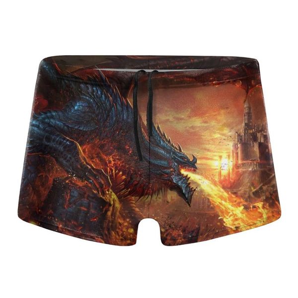 

men's shorts dragon mens swimsuit swim trunksswimwear swimming surf beach, White;black
