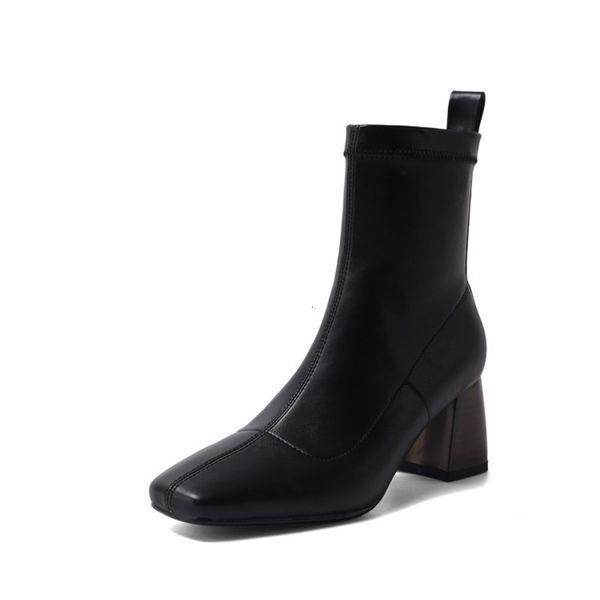 

asumer arrivals in high heels ladies stretching figure toe of square foot fashion autumn winter classic female boots, Black