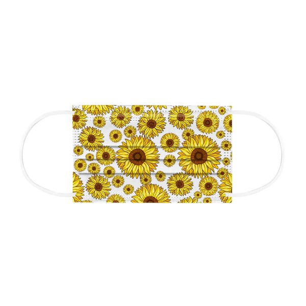 

custom logo female disposable three layer printed sunflower spunlaced mask