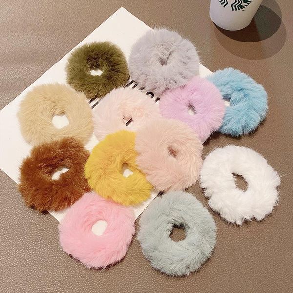

hair accessories women girls cute knitting bear ears plush scrunchie ponytail holder headband lovely bands fur fashion, Slivery;white