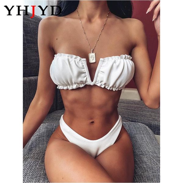 

v-neck bikini set black white swimwear women off shoulder mini bandeau bathing suit leopard print bikinis biquini women's, White;black