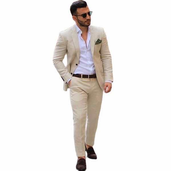 

men's suits & blazers latest coat pant designs beige linen casual men groom wedding tuxedo 2piece costume homme mariage slim fit terno, White;black