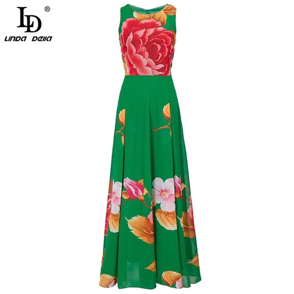 

o-neck floral print chiffon vintage long dress women fashion designer summer holiday female elegant party 210522, Black;gray