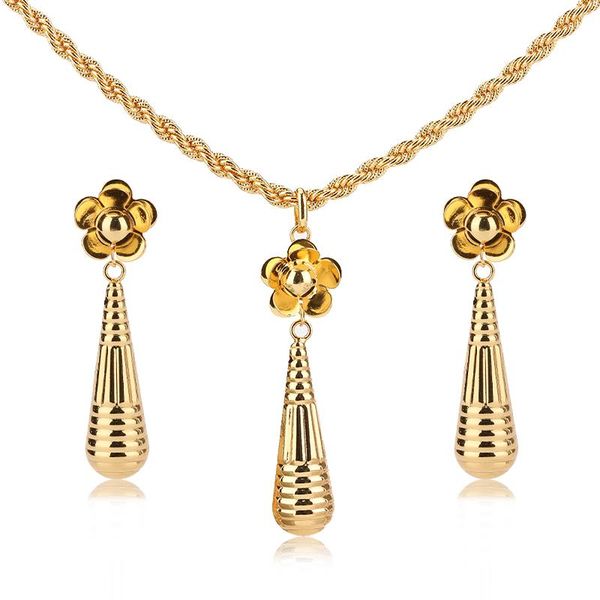 

earrings & necklace women's jewelry set 2021 romantic geometric for woman wedding copper luxury quality african, Silver