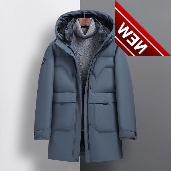 

2021 winter new men's hooded down jacket middle-aged business casual cold and warm, Black