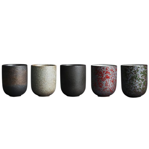 

cups & saucers antique handmade coarse pottery tea ceremony bowl 130ml vintage water cup retro small mouth japanese stoare
