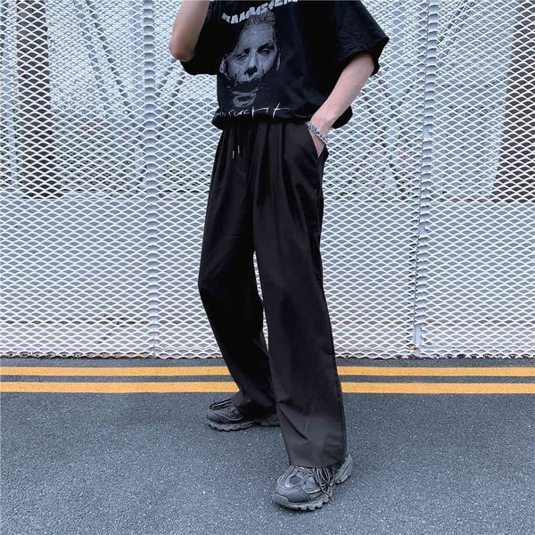 

pants fashionable the solid color straight high waist drop wide leg men's brand loose bf harajuku leisure, Black