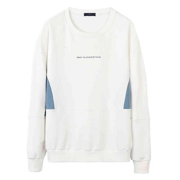 

neck autumn new contrast round color stitching hoodies casual fashion simple wild men's long-sleeved shirt, Black