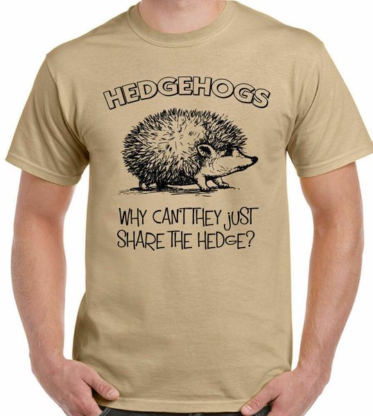 

hedgehogs t-shirt why cannot they just share the hedge funny men, White;black