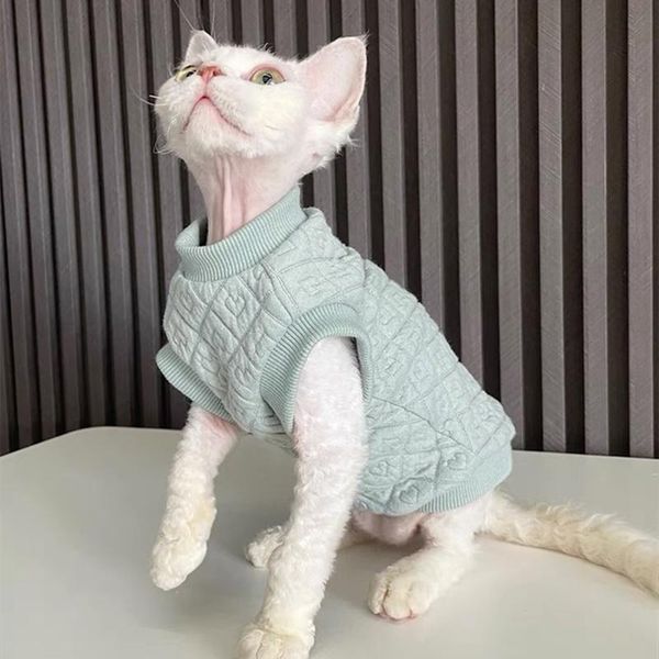 

cat costumes fashion sphinx vest clothes winter kittens costume pet hoodies for sphynx small dog coat with love pattern autumn spring
