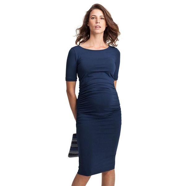 

maternity dresses summer dress pregnancy clothes for pregnant women knee-length office lady elegant business elastic mother, White